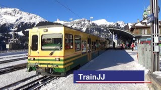 Wengen Switzerland  Wengernalpbahn  Züge am Bahnhof  Swiss Trains  WAB  Jungfrau [upl. by Dazraf]