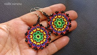 ⚜️Easy Huichol EarringsSeed bead JeweleryPendientes HuicholJoyas con cuentas de semillasTutorial [upl. by Uund]