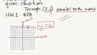 Equation of a line through 36 parallel to the x axis HW1 Problem 28 [upl. by Eey]