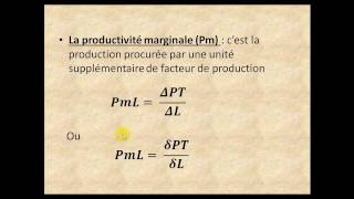 Microéconomie s2 partie 2 quot la fonction de production quot [upl. by Etnohs315]