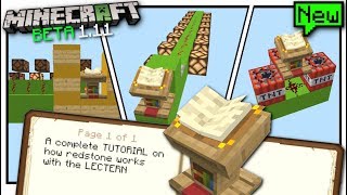 Minecraft  LECTERN  BETA 111  Redstone Tutorial  MCPE  Bedrock  Xbox  Switch [upl. by Danelle123]