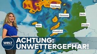 ACHTUNG UNWETTERGEFAHR Hier wird es heute unangenehm  Das Wetter in Deutschland [upl. by Cherye]