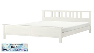 HEMNES IKEA Bed frame white stainLuröy Review [upl. by Enatan]