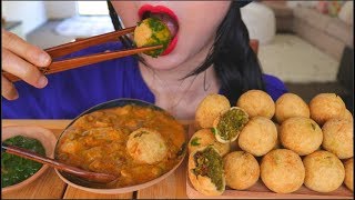 ASMR PEA KACHORI  VEGETABLE CURRY  EATING SOUNDS  NO TALKING [upl. by Asetal343]