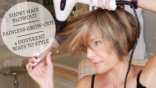 Short Hair Blowout  Painless GrowOut  4 Different Ways To Style  Dominique Sachse [upl. by Ellenaej]