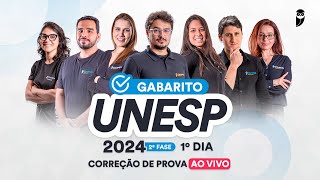 Gabarito UNESP 2024 2ª FASE 1º dia – Correção de prova AO VIVO [upl. by Duomham]