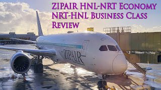 ZIPAIR HNL  NRT Economy amp NRT  HNL Business Class Review [upl. by Aniham]