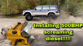 Part 2 OM606 Mercedes Diesel INSTALL into a Y61 Nissan Patrol GU [upl. by Tasha498]