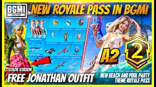 NEW A2 ROYAL PASS IN BGMI  FREE UPGRADABLE WEAPON AND JONATHAN MYTHIC LIKE OUTFIT  BGMI [upl. by Nnave]