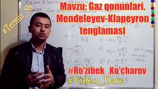 Gaz qonunlari Mendeleyev  Klapeyron tenglamasi  Газовые законы Уравнение Менделеева  Клапейрона [upl. by Ishii536]