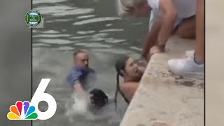 Intense confrontation after man allegedly REFUSED to let others rescue dog in water [upl. by Auqkinahs]