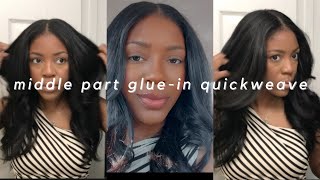 detailed gluein quick weave no braids start to finish [upl. by Amend262]