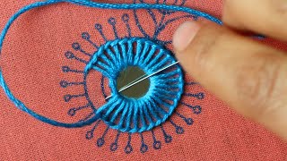 Hand Embroidery  Mirror Work with French Knot Stitch [upl. by Ydnyc858]