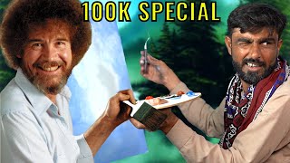 Tribal People Try a Bob Ross Painting Party 100K Special [upl. by Moshell]