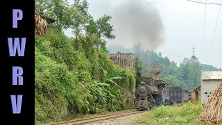 Chinese Railways  Steam at Shibanxi C2 Narrow Gauge Uphill Start With Afternoon Passenger Train [upl. by Dimond423]