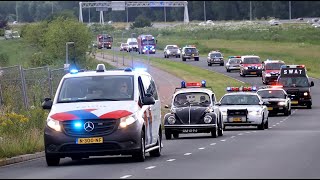 Grote optocht van Brandweer Politie en Amerikaanse hulpdiensten met sirene bij Brandweerdag Almere [upl. by Thesda]