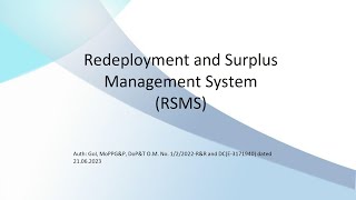 Redeployment and Surplus Management System RSMS [upl. by Yrrep]