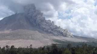 Pyroclastic flow on Sinabung volcano Indonesia 27 July 2015 [upl. by Vasos]