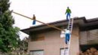 Worker Falls After Gutter Hits Power Line [upl. by Aennyl]