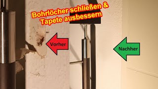 Bohrlöcher verschließen – Bohrlöcher bei Rauhfaser Tapete schließen  Löcher in Wand ausbessern [upl. by Tyree]