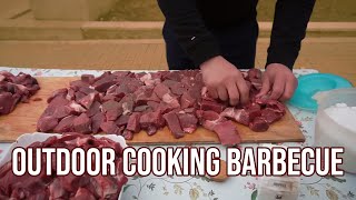 WILD BOAR MEAT ON CHARCOAL  Outdoor cooking  GEORGY KAVKAZ [upl. by Yalc]