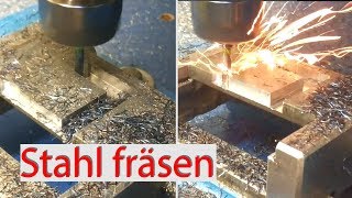 Stahl fräsen mit eigenbau CNC Fräse  Trochoidal fräsen [upl. by Reimer]