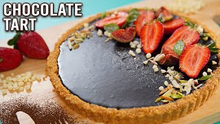 Chocolate Tart  How To Make Eggless Chocolate Tart  Easy Dessert Recipe  No Bake Dessert  Ruchi [upl. by Annahoj]