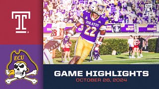 Game Highlights Temple vs East Carolina Oct 26 2024 [upl. by Thorr474]