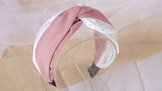 TWO COLOR Twisted Turban Headband Tutorial – Twisted Fabric Headband Pattern on Hard Headband DIY [upl. by Kalie625]