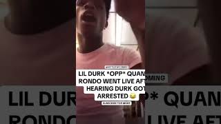 QUANDO RONDO WENT LIVE AFTER LIL DURK GOT ARRESTED AFTER OTF JAM SNITCHES shorts shortvideo [upl. by Utica]