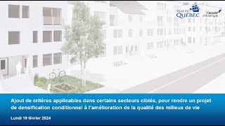 Ajout de critères qualitatifs dans certains secteurs ciblés  projet de règlement RVQ 3247 [upl. by Aened667]