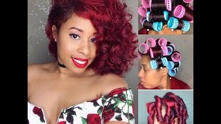 Roller Set on Natural Fine Hair Using Hourglassrollers [upl. by Joktan383]