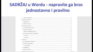 Sadržaj u wordu  napravite ga lako brzo i pravilno [upl. by Adnovoj]