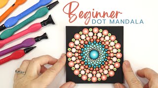 EASY Beginner Dot Mandala Tutorial  How to paint a dot mandala for Beginners [upl. by Heer876]