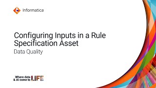 Configuring Inputs in a Rule Specification Asset in Data Quality [upl. by Ahsimal]