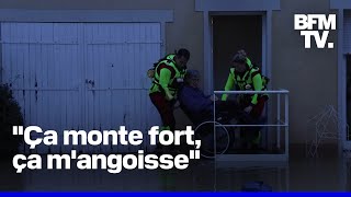 Les pompiers évacuent une personne handicapée piégée par les inondations à Coulommiers [upl. by Annyahs852]