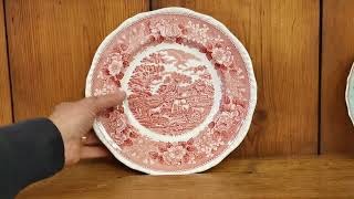 Adams English Scenic Red and White China 105inch Dinner Plate [upl. by Oflodur]