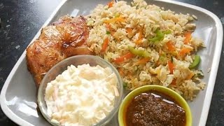 HOMEMADE PAPAYE FRIED RICE AND ROASTED CHICKEN [upl. by Adlee]