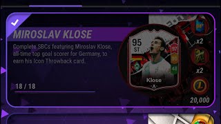 MIROSLAV KLOSE  ALL 18 MADFUT SOLUTIONS  MADFUT ICON THROWBACK SBC SOLUTION  MADFUT 24 [upl. by Tema]