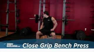 Close Grip Bench Press  Tricep  Chest Exercise  Bodybuildingcom [upl. by Silvan703]