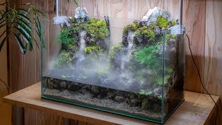 Making an Aquaterrarium with two flowing waterfalls [upl. by Lacsap]