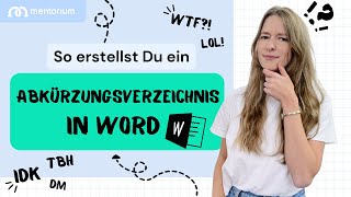 Automatisches Abkürzungsverzeichnis erstellen in 3 Minuten Word  Mentorium 👩‍🎓🧑‍🎓 [upl. by Mikaela]