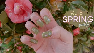 Beginner Flower Nail Art  Spring Nails 🌸 [upl. by Nonnelg15]