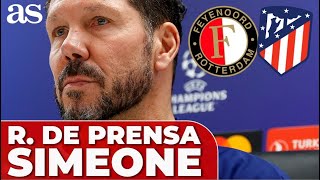 SIMEONE rueda de prensa 100 partidos Santi Giménez presión  FEYENOORD  ATLÉTICO [upl. by Doley318]