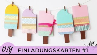 Einladungskarten selber basteln 1 – Kindergeburtstag  Birthday Invitations DIY – Tutorial  Eis [upl. by Eoj]