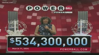 Powerball Numbers March 11 2024  5343 million jackpot [upl. by Libbna]