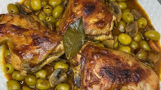 Poulet aux olives et champignons de Paris ✨ Tagine oranais 🇩🇿✨ [upl. by Malorie]