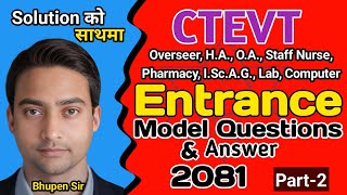 Staff nurse  H A  OA Pharmacy  Overseer entrance । Ctevt entrance exam model questions 2081 [upl. by Aleka]