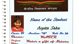 Multi disciplinary project on water Project for class 4kendriyavidyalaya 2023 projectwater [upl. by Aramahs677]