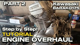 KAWASAKI BARAKO 175 OVERHAUL Step by Step Tutorial PART 2 [upl. by Enyleve]